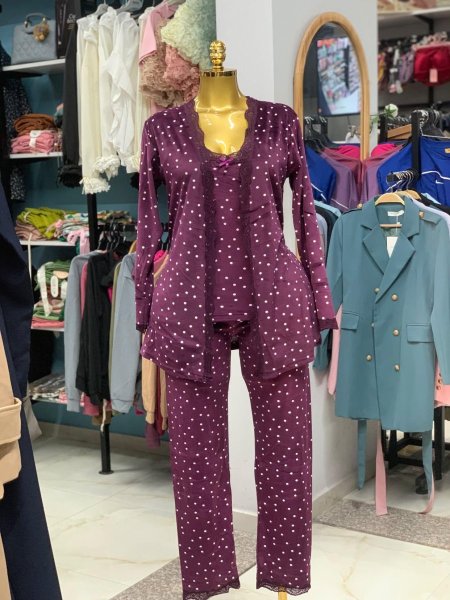 بيجاما نسائيه مخمل ثلاث قطع